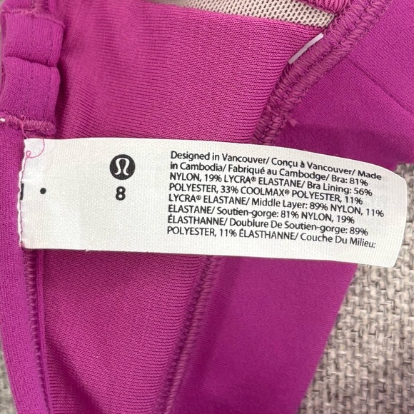 NWT Lululemon Flow Y Bra Nulu In Vivid Plum Size 8 - Picture 4 of 6